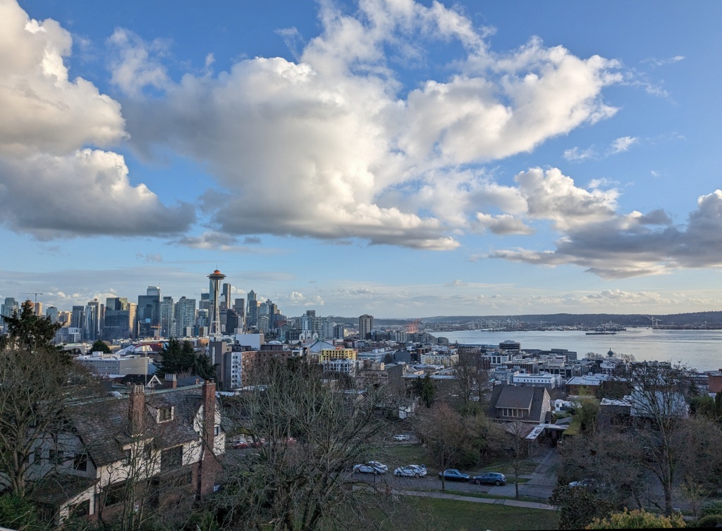 I forgot to stick a memory card in my camera, so this phone snap of Kerry Park must suffice.