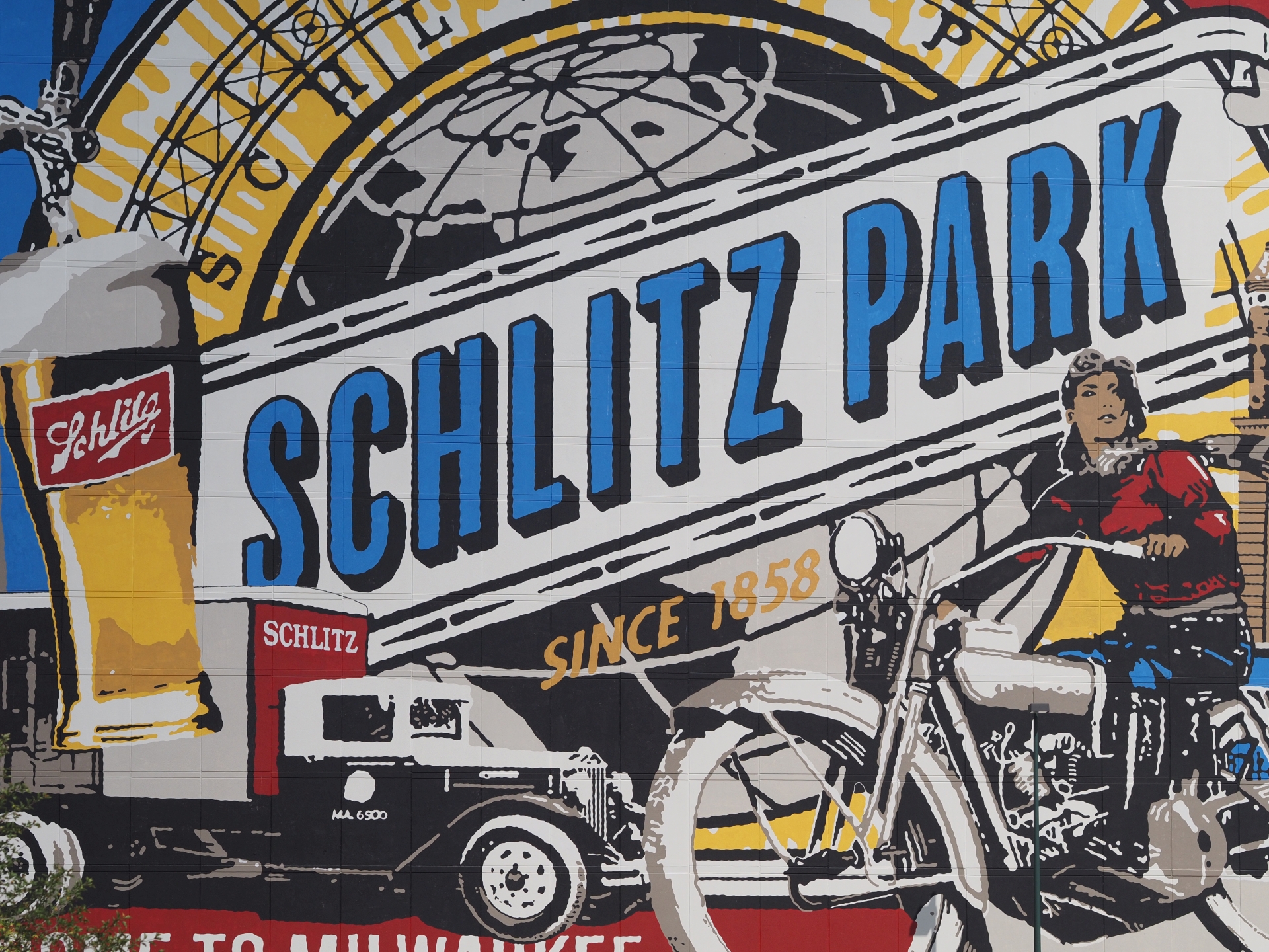 Schlitz Park Mural (detail) -- Schlitz is one of the many famous brewers to call Milwaukee home.