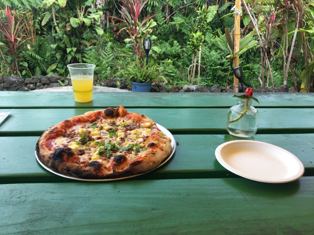Hana Farms' wood-fired pizza oven, and unbelievably lush outdoor dining space make it Hana's premiere dining destination for ambience... and pizza.