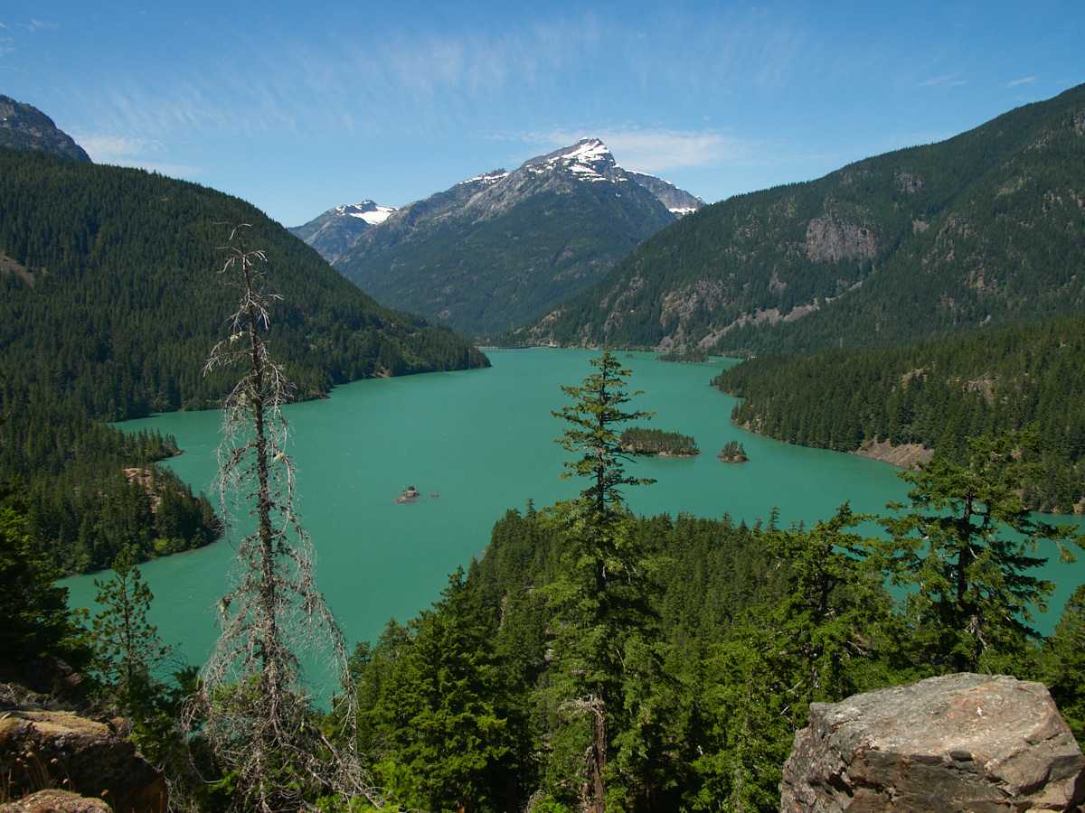 View from the Diablo Lake Vista Point, just past the Thunder Creek Trailhead... and up a fair ways.