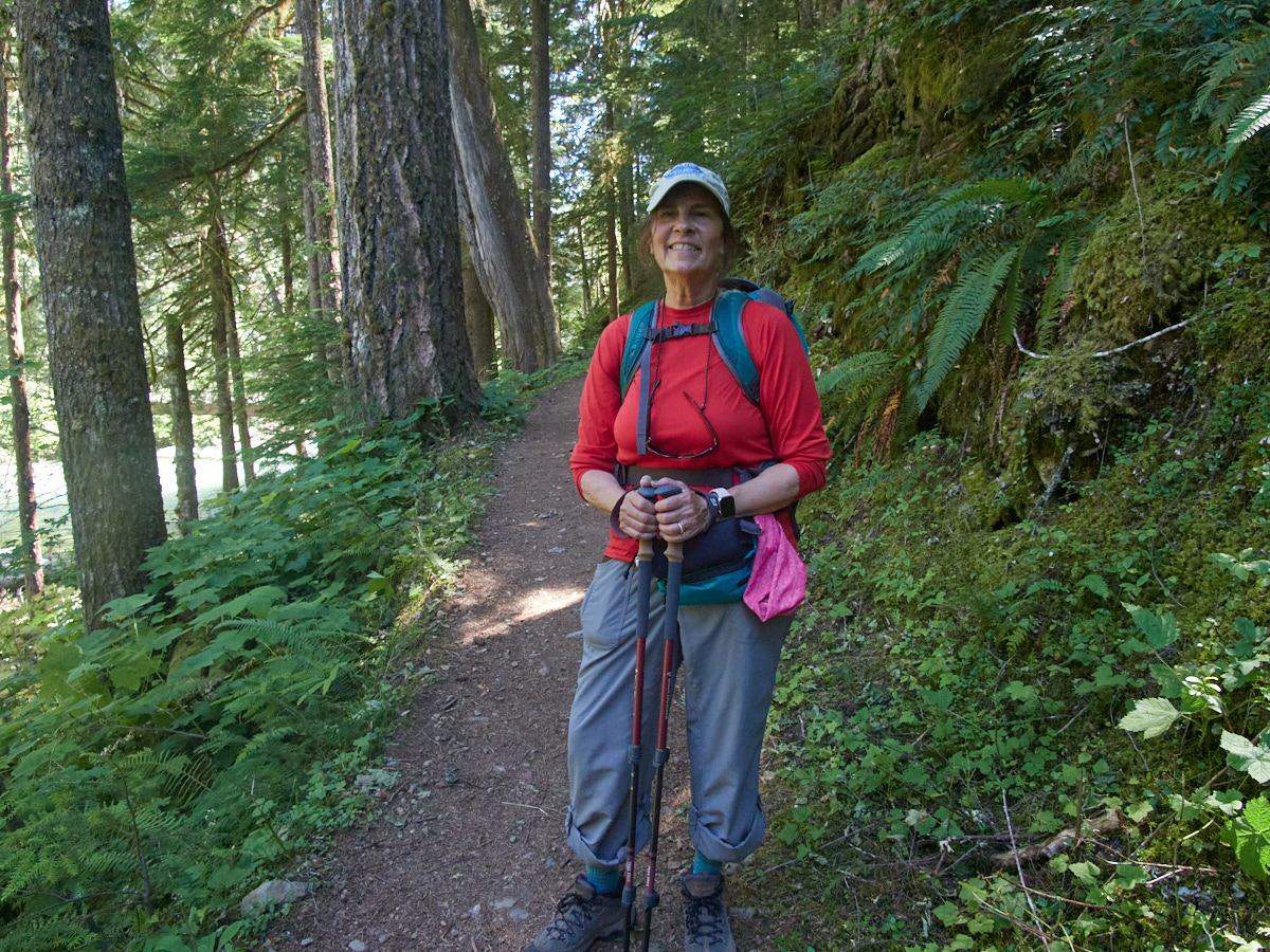 My mom, pre-most of the hiking. 

Would she still be smiling afterwards?