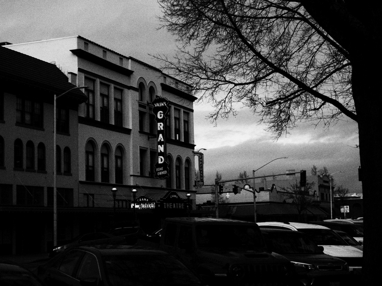 My parking spot and Salem, OR's historic Grand Theatre