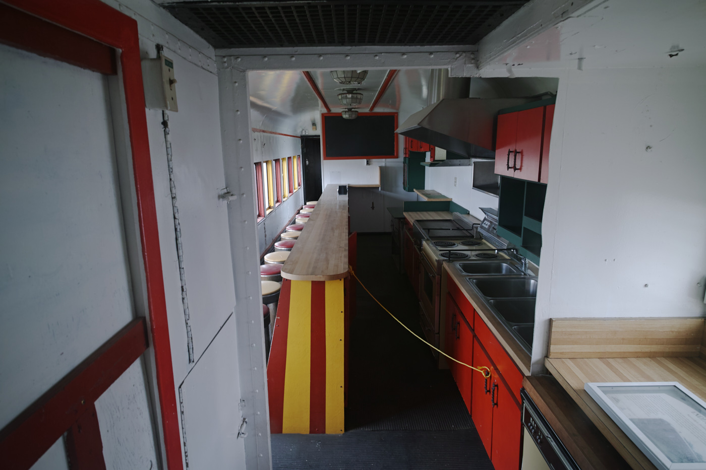 Inside a vintage dining car!